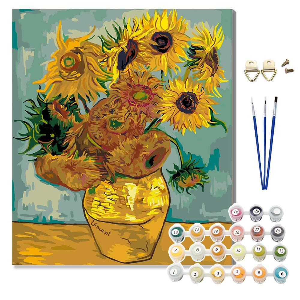 アクリル　油彩画　ひまわり How to draw [Sunflower / Summer sky] with acrylic paint